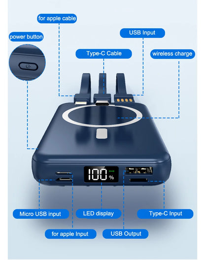 Magnetic Power Bank 20000mAh 10W Wireless Fast Charging Portable Battery Magsafe Powerbank for iPhone 16 14 15 pro Huawei Xiaomi