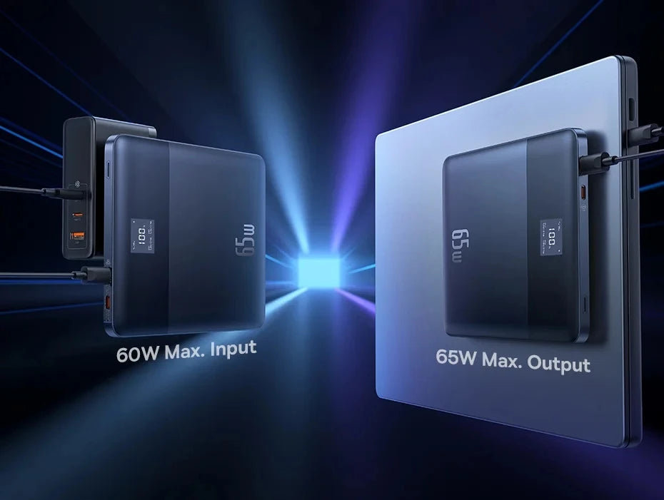 Baseus Power Bank 65W 12000mAh PD Fast Charging Digital Remaining Battery for iPhone 16 Pro Max Huawei Sumsang Notebooks Laptops