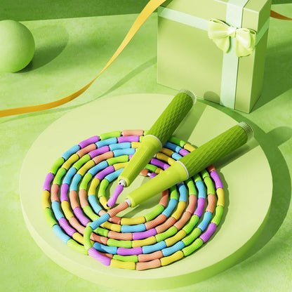 Bamboo Segmented Jump Rope With Soft Bead Handles Tangle-Free Design For School Sports Kids Home Fitness Training Equipment
