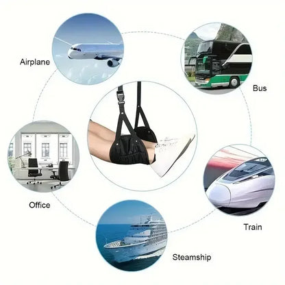 Airplane Footrest With Adjustable Strap, Portable Hammock Leg Rest, Perfect Travel Accessories