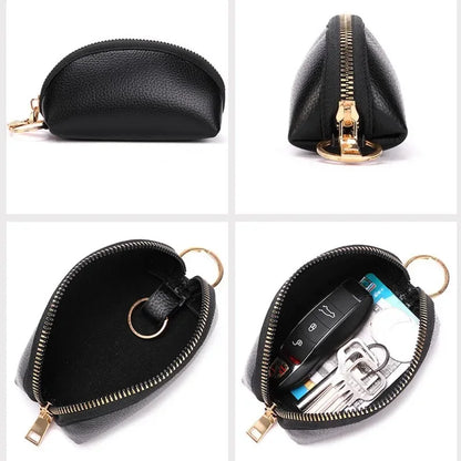 Soft Leather Key Holder Organizer Pouch Men Women Car Key Wallet House Keychain Housekeeper Key Case Zipper Bag Mini Card Bag