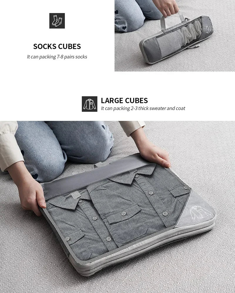 Expandable Compression Packing Cubes for Suitcases,6 Set Lightweight Travel Packing Organizer for Travel Carry on Suitcase Bags