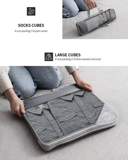 Expandable Compression Packing Cubes for Suitcases,6 Set Lightweight Travel Packing Organizer for Travel Carry on Suitcase Bags