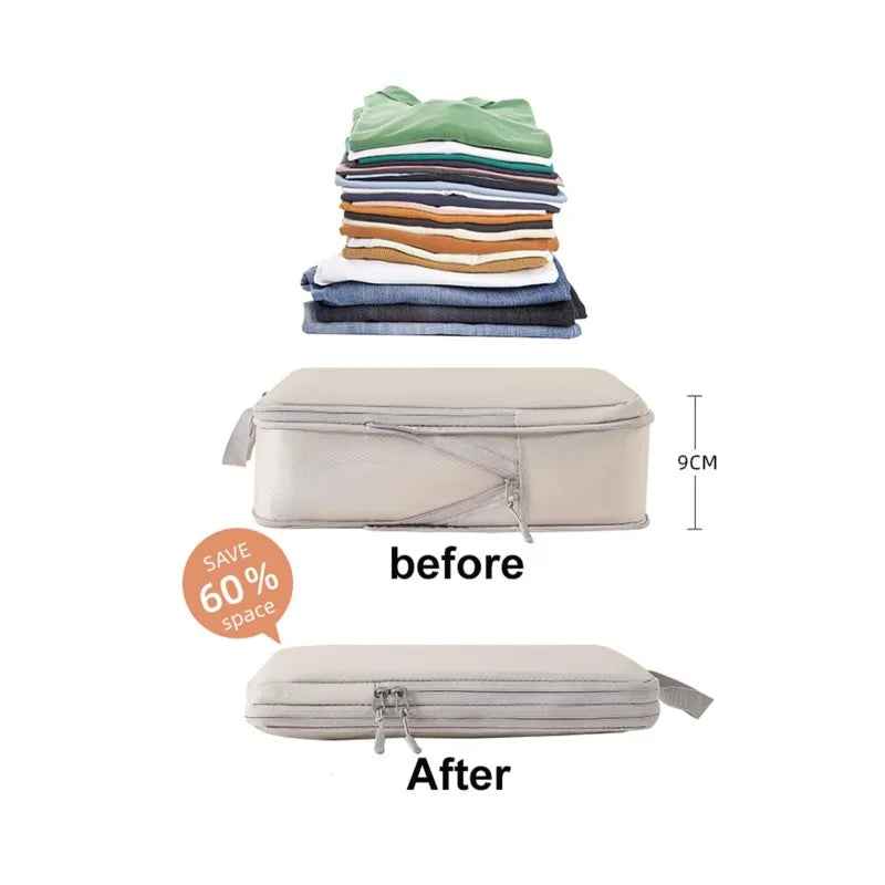 5PCS Compression Packing Cubes for Suitcases Travel Accessories Expandable Packing Organizers Lightweight Travel Organizer Cubes