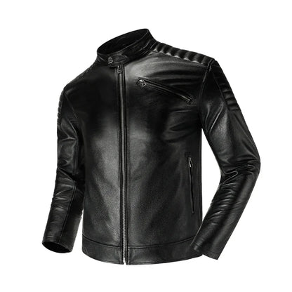 Copersian Men's Genuine Leather Jacket Natural Cowhide Hunting Jacket  Retro Motorcycle Jacket Spring Autumn Mens Clothes