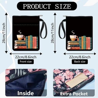 1 pc Book Sleeve Coffee Book Covers Book Pattern Black Book Protector for Paperbacks Washable Fabric Cloth Book Cover