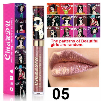 11 Color Lip Gloss  Metallic Shimmer Glitter Finish Lipstick Long Lasting Waterproof Lip Stain