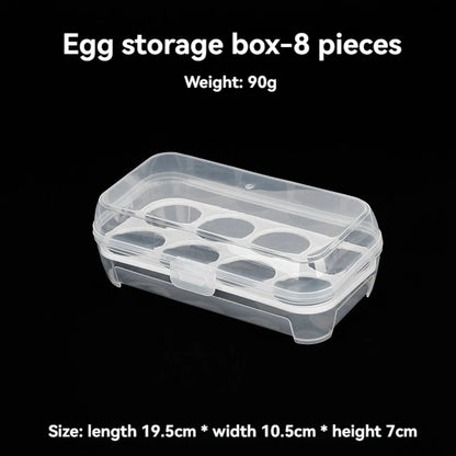 Egg Storage Box With Lid Kitchen Refrigerator Egg Box Egg Drop Rack Egg Storage Box Fridge Egg Organizer 3/4/8 Grid Egg Tray