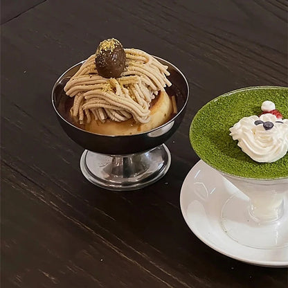 Ice Cream Cups Salad Bowl Stainless Steel Bowl Dessert Fruit Plate Snack Dish Party Supplies