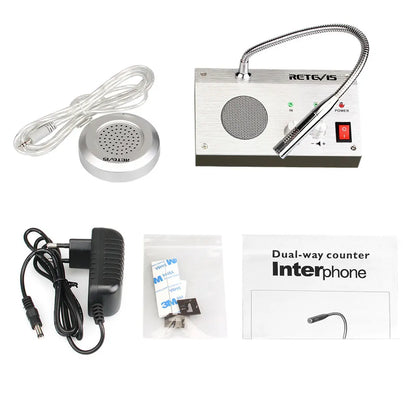 Retevis RT-9908 Dual Way Window Intercom System Bank Counter Interphone Two Way Intercom Intercom bank pharmacy Table Microphone