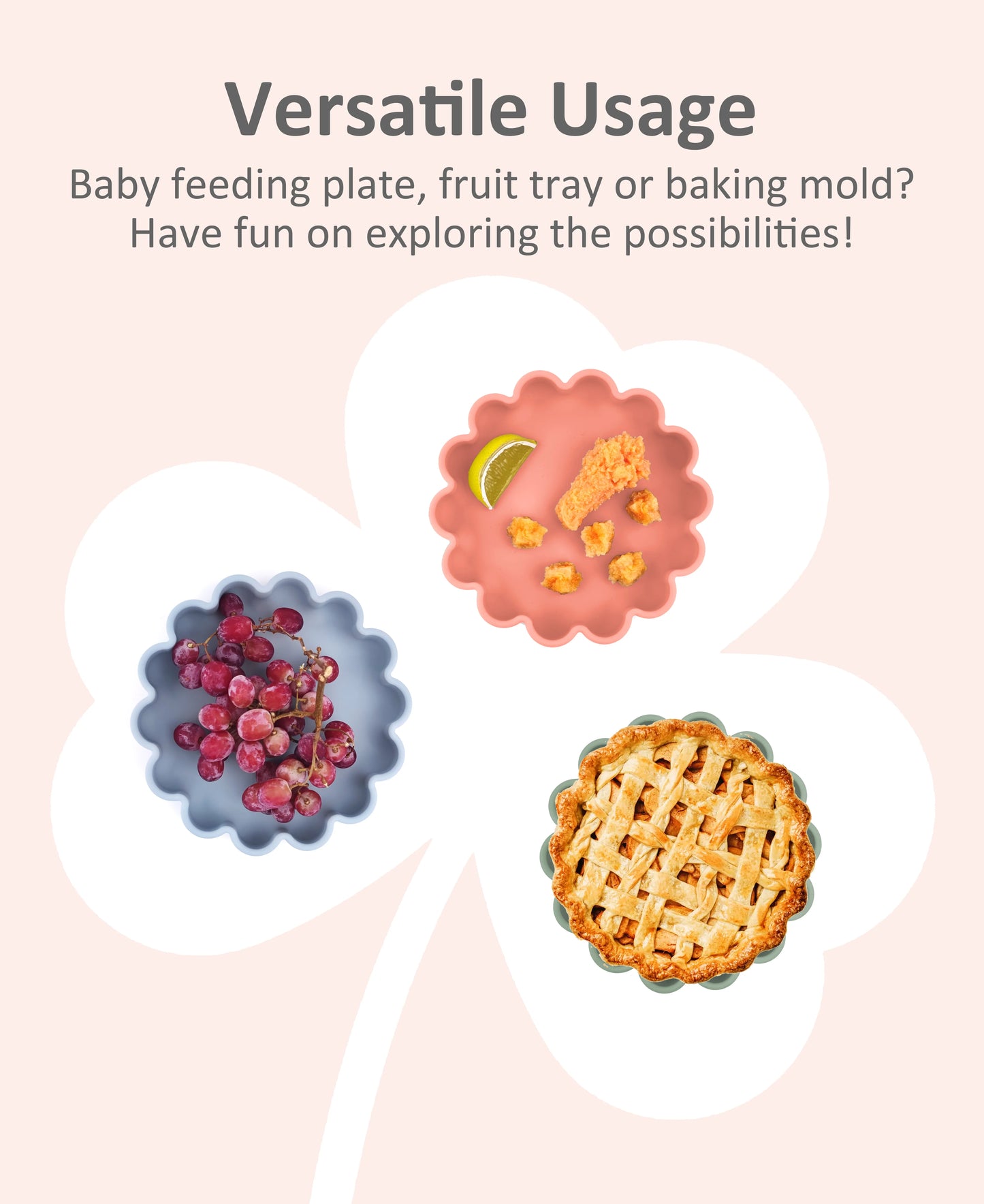 Flower Design Baby Dinning Plate Silicone Suction Plate Silicone Feeding Dish For Baby