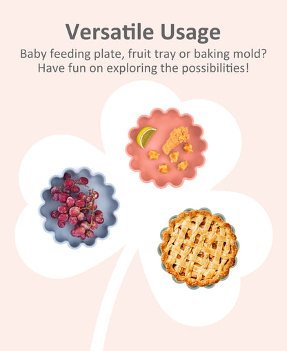 Flower Design Baby Dinning Plate Silicone Suction Plate Silicone Feeding Dish For Baby