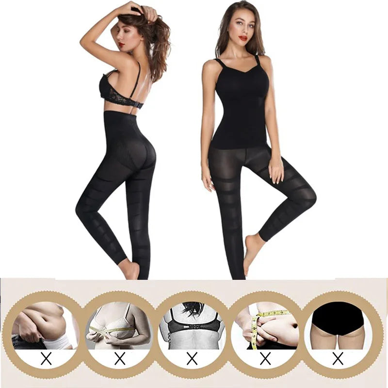 High Waist Leggings Women Sculpting Firm Control Leg Tummy Flat Skinny Slimming Tights Thigh Slimmer Footless Pants Stretchy