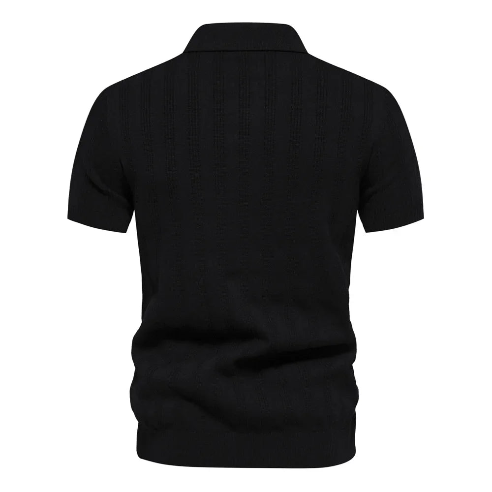 Spring/Summer New Mens T-shirt Woolen Polo Knitwear Short Sleeved Lapel Casual Top for Men