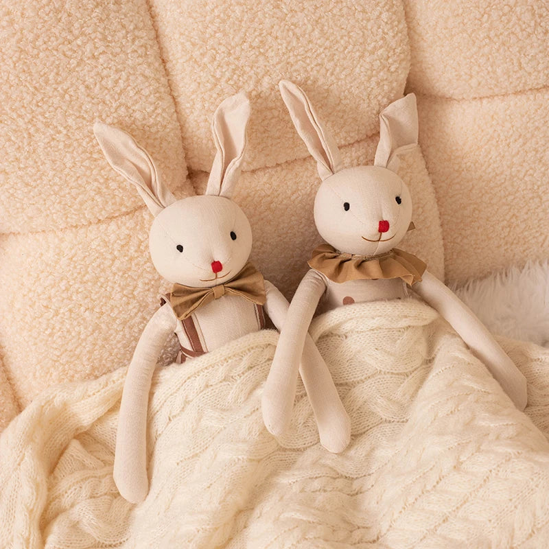 Stuffed Bunny Cloth Dress Toys Smoothing Toy for Infant Cuddling sleep doll for Girls Handmade Diversity Brown Rabbit Plushie