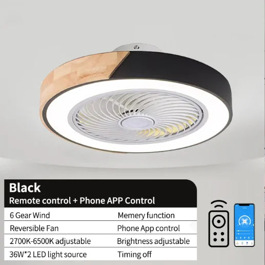 Smart Ceiling Fans With Light For Living Room Dining Room Blades Reversible 6 Speeds 52CM Fans Lighting 110V/220V