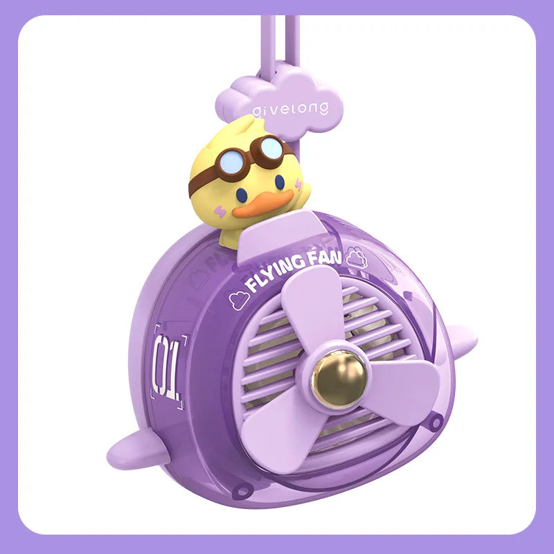 Mini Fan Cartoon halterneck fan USB charging lazy fan portable handheld outdoor mini bladeless small fan