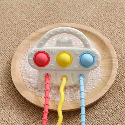 Baby Silicone Teether Toy Food Grade Silicone Pull String Training Teething Sensory Toys for Newborn Relieve Dentia Chew Toys