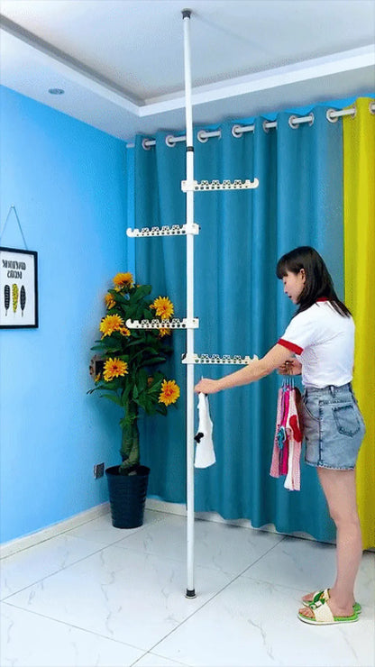 Household Flooring drying rack indoor telescopic pole drying rack Balcony Window Retractable drying rod Fixed Hanging Coat Racks