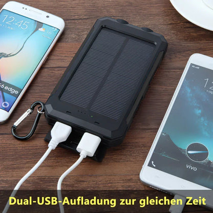 Solar Power Bank 20000mAh Charging Portable Charger Phone External Battery with SOS Flashlight 2-USB Outdoor Powerbank