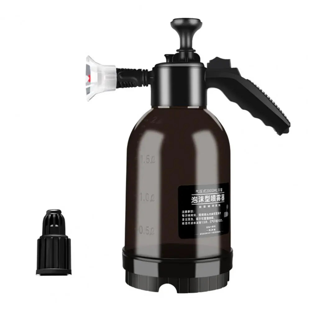 2L Pressure Sprayer Bottle With Ergonomic Handle Leakproof Hand Snow Foam Sprayer Water Pump Bottle With 2 Replacement Nozzles