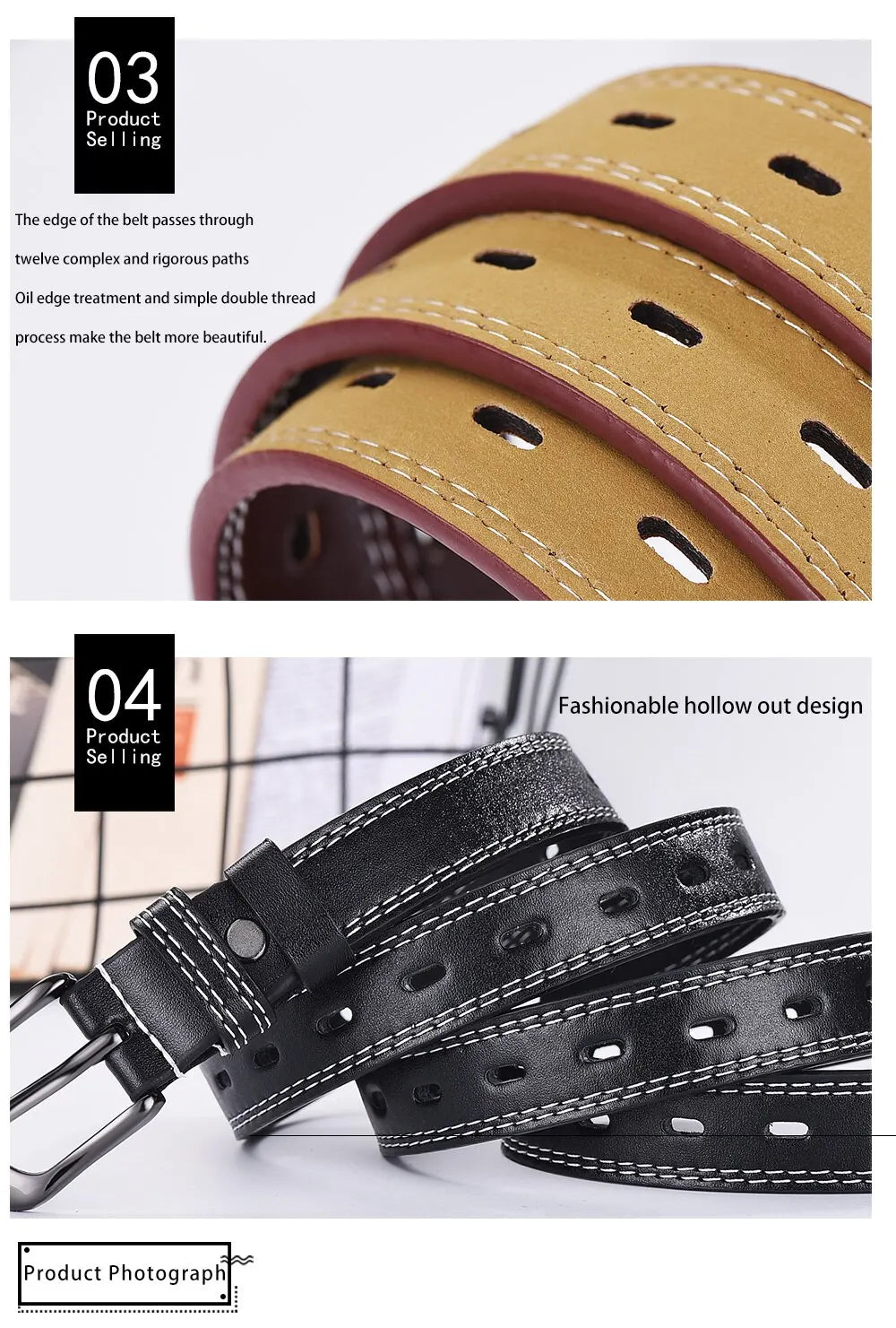Women's Belt Retro Needle Buckle Men's Belt Casual Trend Belt Soft Belt Hollow Belt Paired with Jeans Belt PU Leather Belt