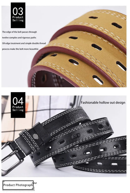 Women's Belt Retro Needle Buckle Men's Belt Casual Trend Belt Soft Belt Hollow Belt Paired with Jeans Belt PU Leather Belt