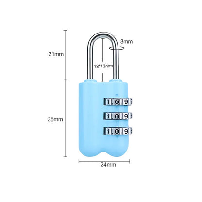 1pcs Aluminum Alloy Mini 3 Digits Number Password Code Lock Combination Padlock Pad Lock Resettable for Travelling Bag Door