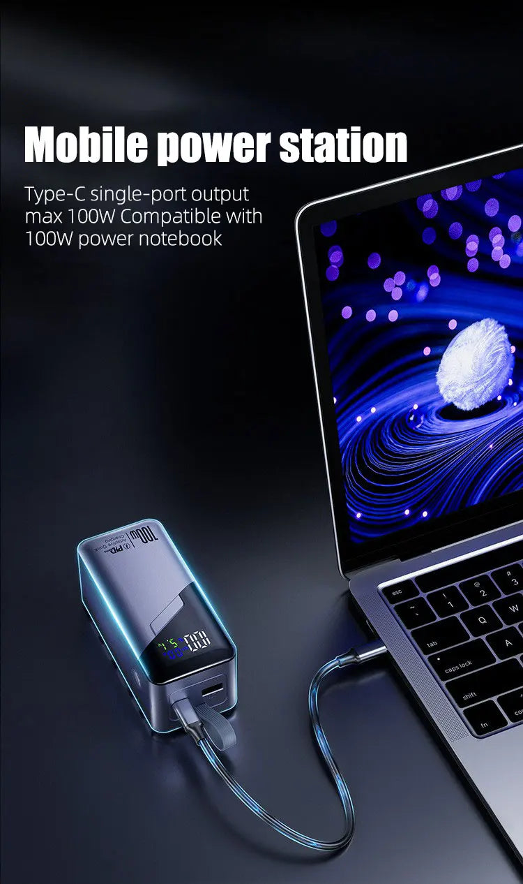 PD100W GaN Power Bank 20000mah/30000mah Build in Line High Definition LED Screen UFCS Phone Laptop Phone Portable Fast Charging