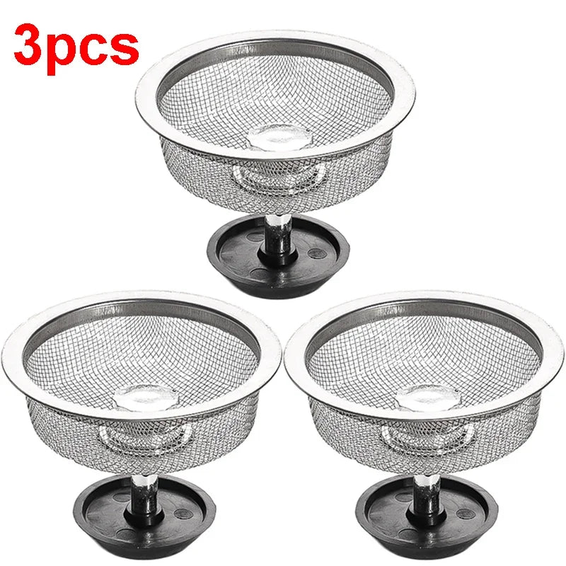 Wholesale Kitchen Sink Strainers with Handle Stopper Sink Drain Basket Stainless Steel Mesh Filter Waste Hole Trap Strainer