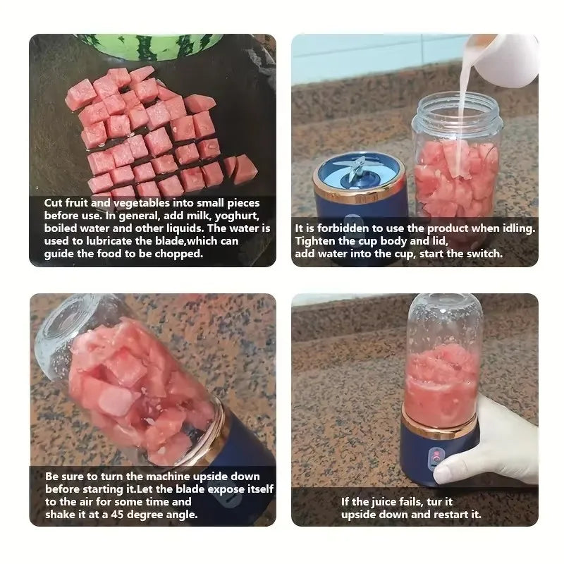 1pc handheld blender bottle 6 blades Multifunction juice blender Fresh juice Smoothie Ice CrushCup Food pro juicer machine