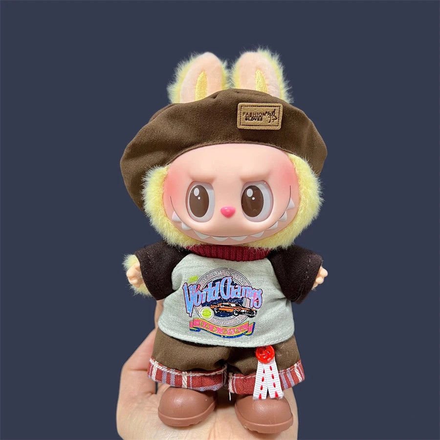 Labubu Clothes Cute Outfit Shirt Set Labubu Designer British Style Clothes Accessories Toy DIY Gifts for 15-17cm Doll