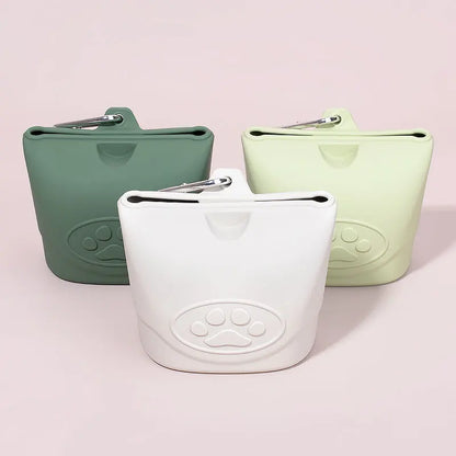 Silicone pet feeding bag, pet supplies, silicone dog food bag, silicone bag manufacturer, portable outdoor dog training bag