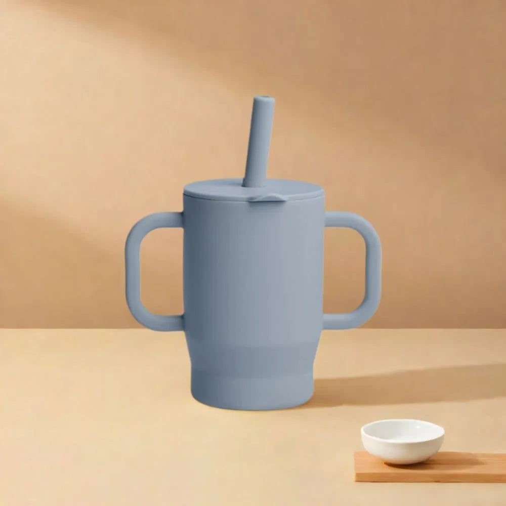 Portable Food Grade Silicone Baby Sippy Cups 180ml Heat-resistant Feeding Cup BPA Free Drop-proof Baby Straw Cup Snack