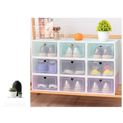20Pcs Foldable Shoe Storage Boxes with Lids Transparent Stackable Containers Drawer Style PP Plastic Shoe Organizers