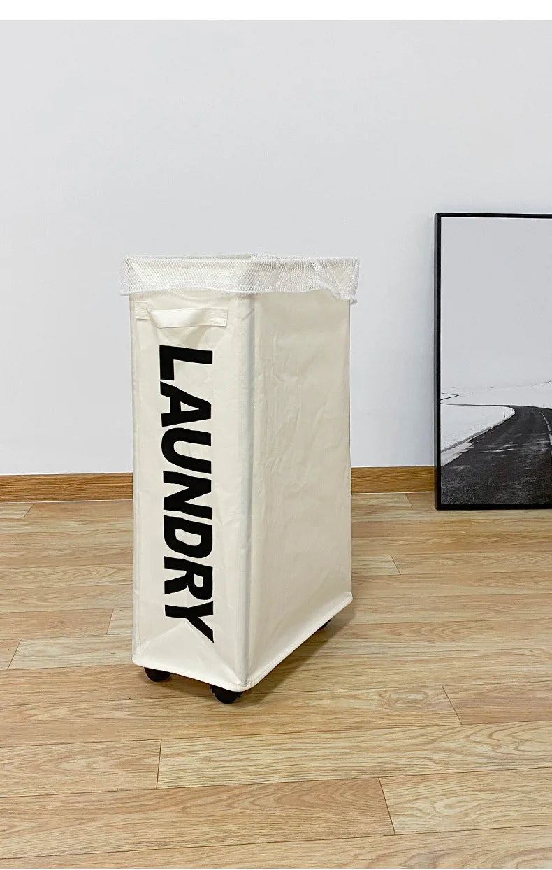 62L Slim Laundry Baskets Organizers Handles Rolling Washing Bin for Bedrooms, Living Room, Bathroom