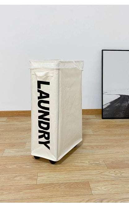 62L Slim Laundry Baskets Organizers Handles Rolling Washing Bin for Bedrooms, Living Room, Bathroom