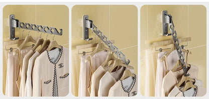 Wall Mounted Clothes Hanger No Punching Folding Drying Racks Collapsible Multi-Purpose Clothes Drying Rack Bathroom Space Saving