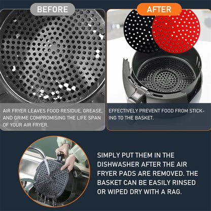LMETJMA 3Pcs Silicone Air Fryer Lines Reusable Air Fryer Liners 8.5Inch Square Non-Stick Air Fryer Mat for Frying Steaming JT153