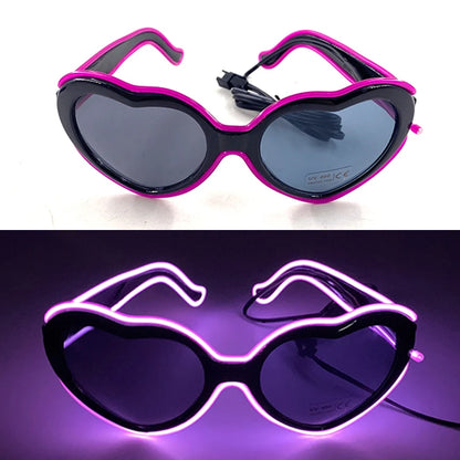 Light Up LED Glasses 5 Colors Heart Shape Glow Glasses Glow in The Dark Party Supplies Neon Party Favors for Kids Adults