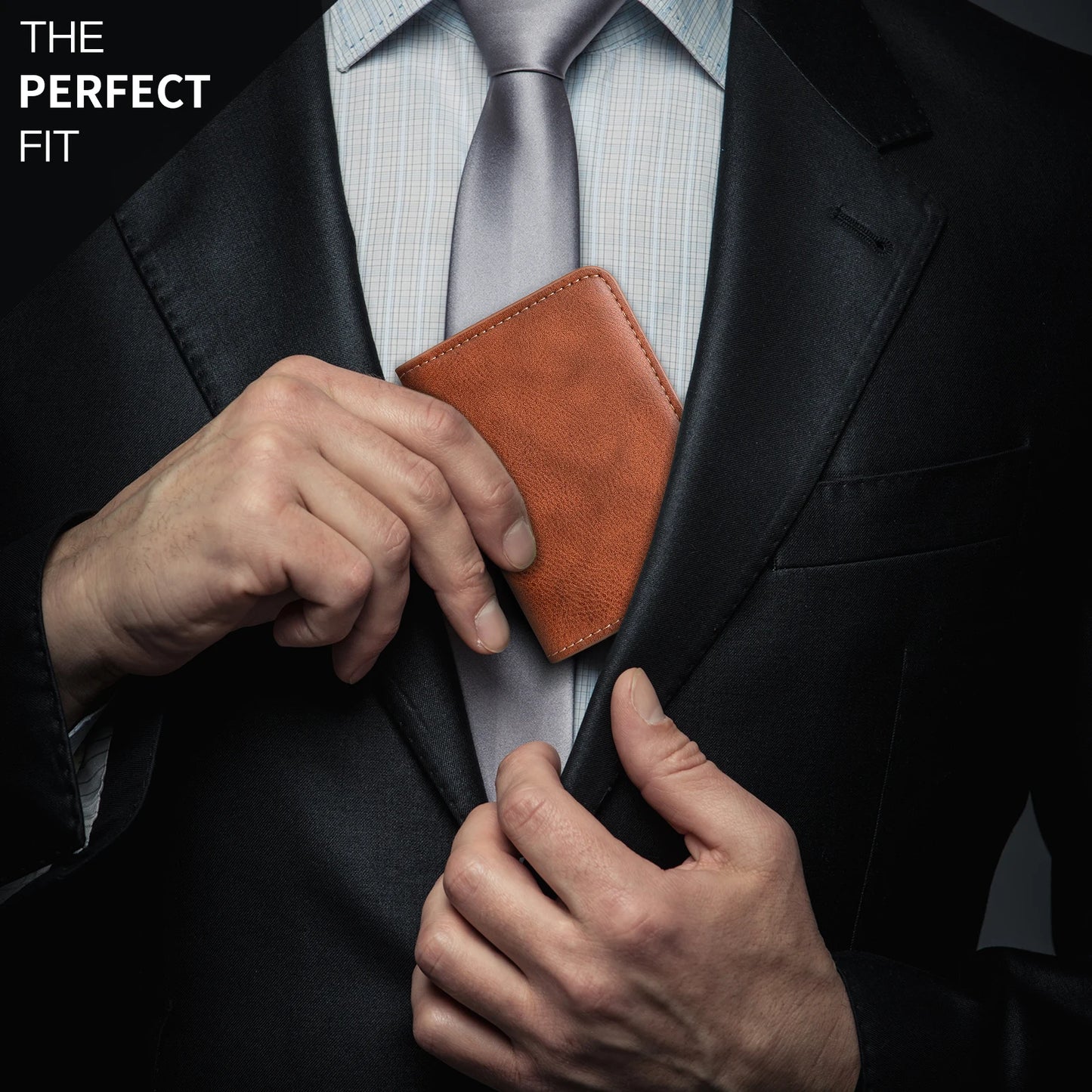 Rfid Blocking Leather Front Pocket Wallet For Men Slim Minimalist Men's Credit Card Holder Ultra Thin Wallet Male With ID Window