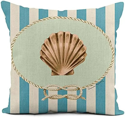 Linen throw pillowcase lighthouse sailing sea shell home décor pillowcase square cushion cover sofa cushion cover 45x45