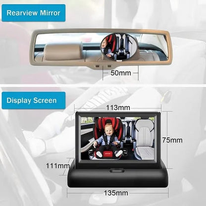 Baby Car Monitor 1080P Monitor Camera for Baby Rear Facing Seat Mirror Display 150° Wide View Night Vision Car Mirror Camera