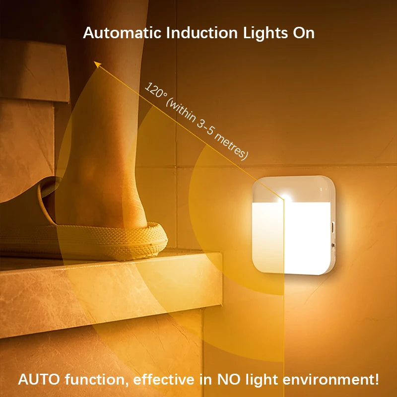 LED Wireless Night Light, Human Motion Sensor Lantern Rechargeable Wall Lamp, for Camping Summer Stairs Closet Kitchen Toilet