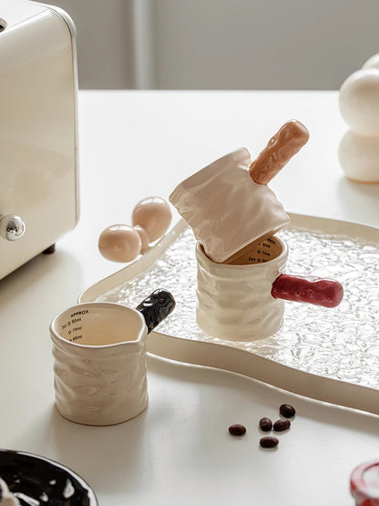 3oz/90ml Milk Jug Espresso Cup with Scale Fine Ceramic Coffee Measuring Cup Extraction Cup Milk Jug