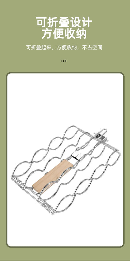 2025 New Foldable outdoor BBQ corn grill with multifunctional corn mesh clip and portable corn grill clip