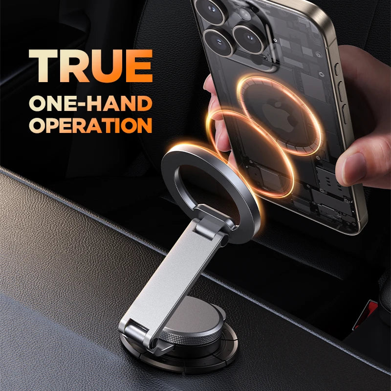 JOYROOM All-Metal Fordable Magnetic Phone Holder for Car 360° Rotation Strong Magnets Phone Mount Stand for Car Dash for iPhone