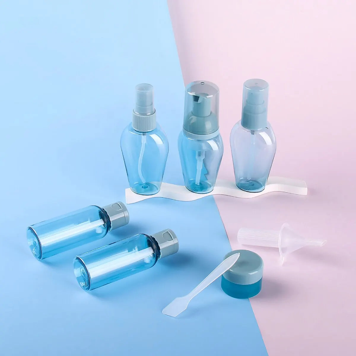 10pcs Travel Bottles Toiletry Kit Leak Proof Portable Set, Red Clear Flight Size Cosmetic Containers for Lotion,Shampoo