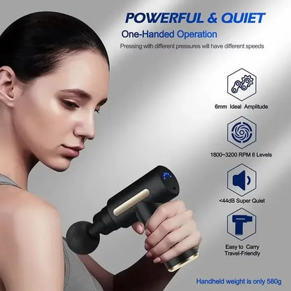 Portable Fascial Massage Gun With LED Touch Electric Percussion Pistol Massager Body Relaxation Screen Replaceable Massage Head