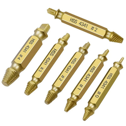 Damaged Screw Extractor Broken Bolt Stripped Set Double Head Tool Easy Out Removal Disassemble Stud Slip Teeth Demolish Remover